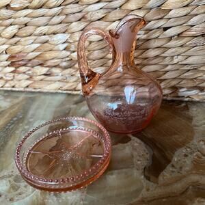 Pink Pitcher and Small Circle Dish